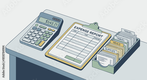 Accounting Calculator and Ledger Documents Illustration