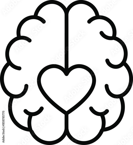 Illustration of a brain with a heart in the center