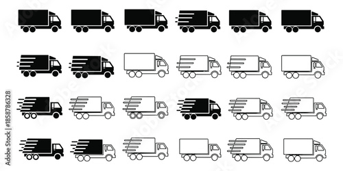 Set of furniture and transport icons
