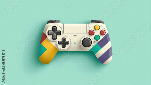 Game controller video game joystick gamepad gaming colorful modern wireless entertainment gadget technology console device leisure fun hobby