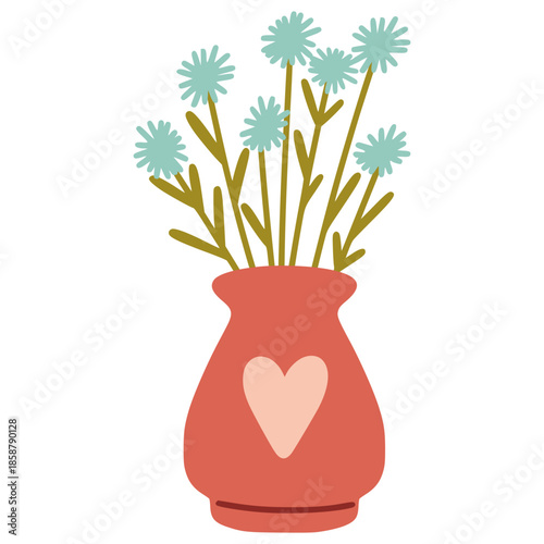 Heart vase holding minimalist spring flowers
