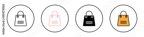 Bag Icon Set – Shopping, Handbag, Backpack, Travel and E-Commerce Symbols
