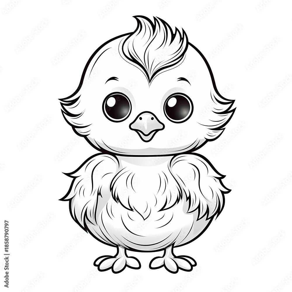 Fototapeta premium Adorable Chick Coloring Page for Kids