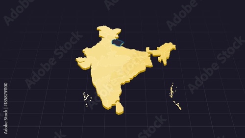 Uttarakhand India Map Animation Highlighted State
