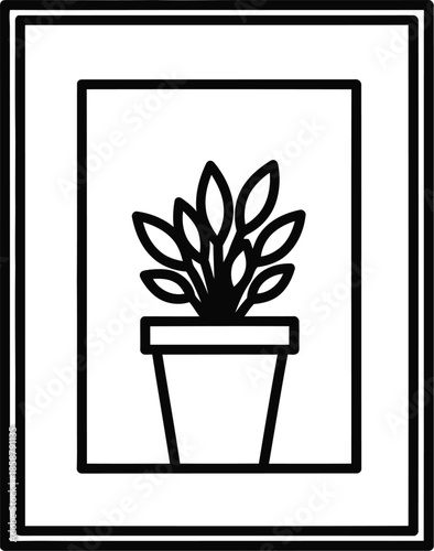 Framed artwork of a potted plant