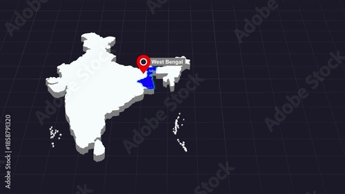 West Bengal India Map Animation Highlighted State