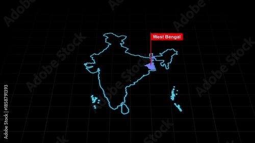 West Bengal India Map Animation Highlighted State
