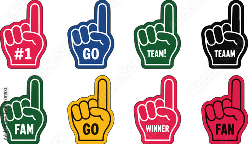 Number 1 (one) fan hand glove with finger raised flat vector icon