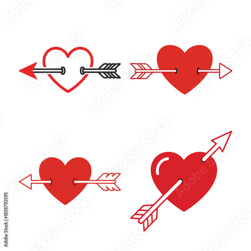 Valentines day cupid arrow heart symbol vector graphic illustration design