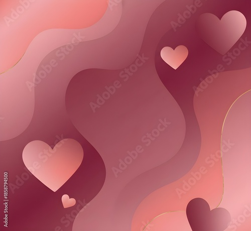 Glowing red heart-shaped lights create a warm and blurry bokeh effect.