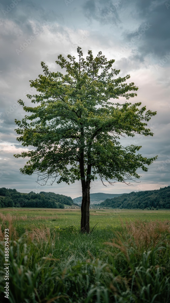 Fototapeta premium Lonely Tree in Dramatic Stormy Landscape 