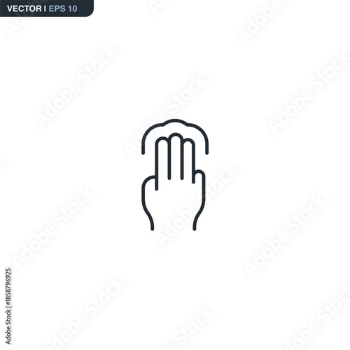 Three Finger Tap or Swipe Touch Gesture Icon
