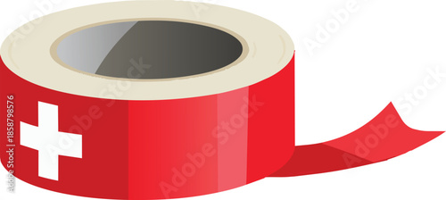 First Aid Tape Roll Slightly Unrolled Vector Illustration for Medical, Healthcare, and Safety Concept