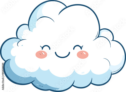 Fluffy Cloud Character Blowing Wind with Puffed Cheeks for Fun, Whimsical, and Weather Concept