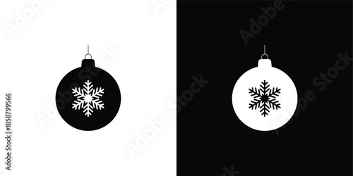 Christmas Bauble Ornament Vector Icon with Snowflake Design
