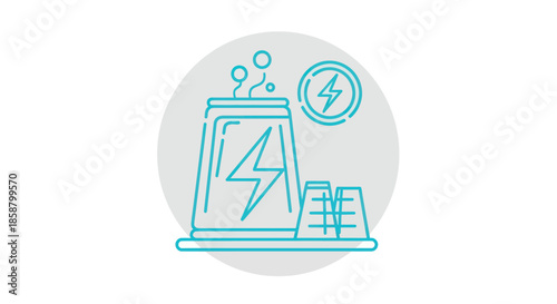 Nuclear Power Plant Icon Generating Clean Energy.