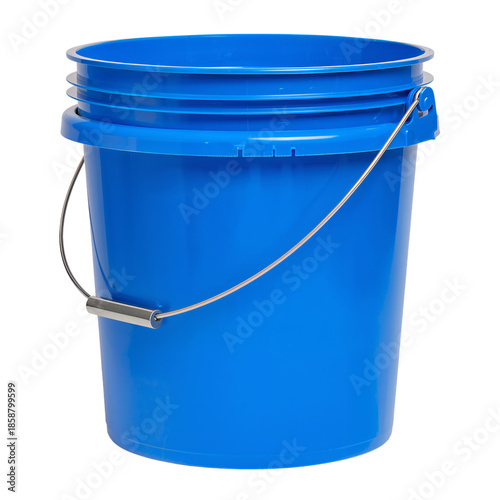 Blue Bucket Placed on a White Background Ready for Various Uses and Activities