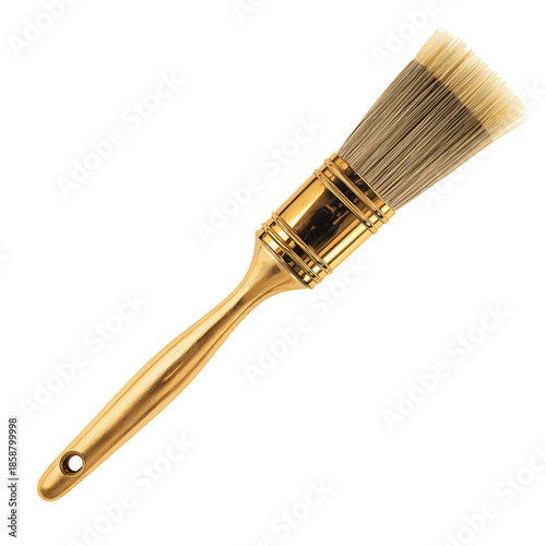 Golden Brush for Painting With Fine Bristles and Long Handle Used in Art Crea...