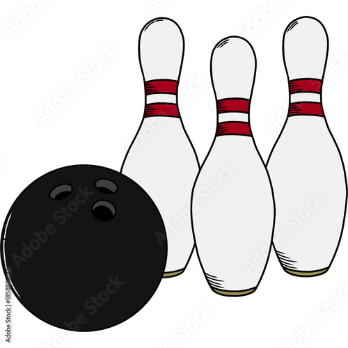 bowling ball and pins