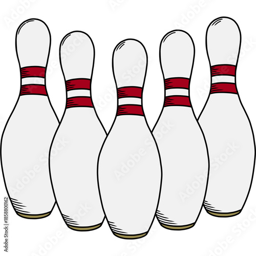 bowling pins and ball