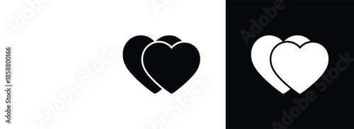Two Hearts Silhouette Vector Icon for Valentine and Wedding Design
