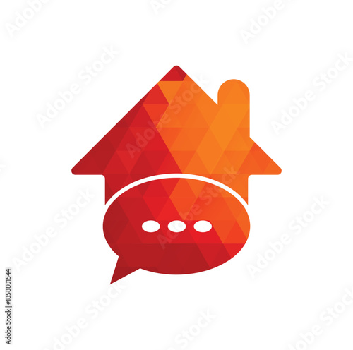 Chat home vector logo design. Speak home logo design template.