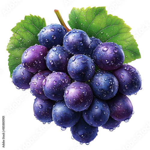Fresh grape clusters with water drops nature