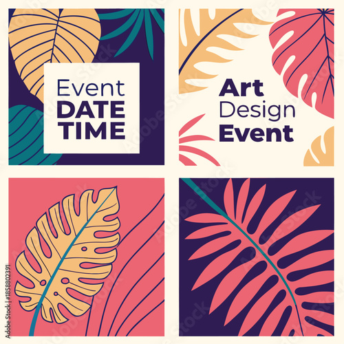 Vector set of nature and sale tags with feather and leaf elements