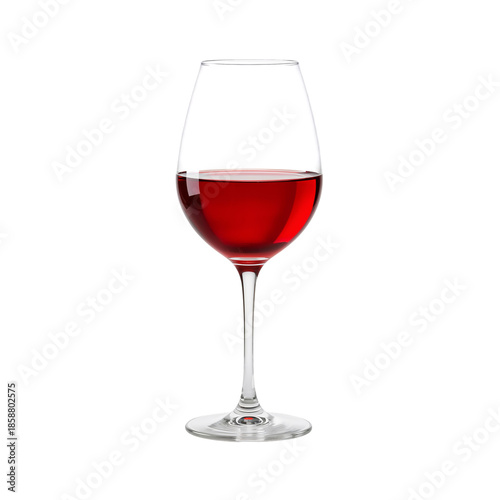 Red Wine Served in a Glass With Clear Stem on a Plain Background