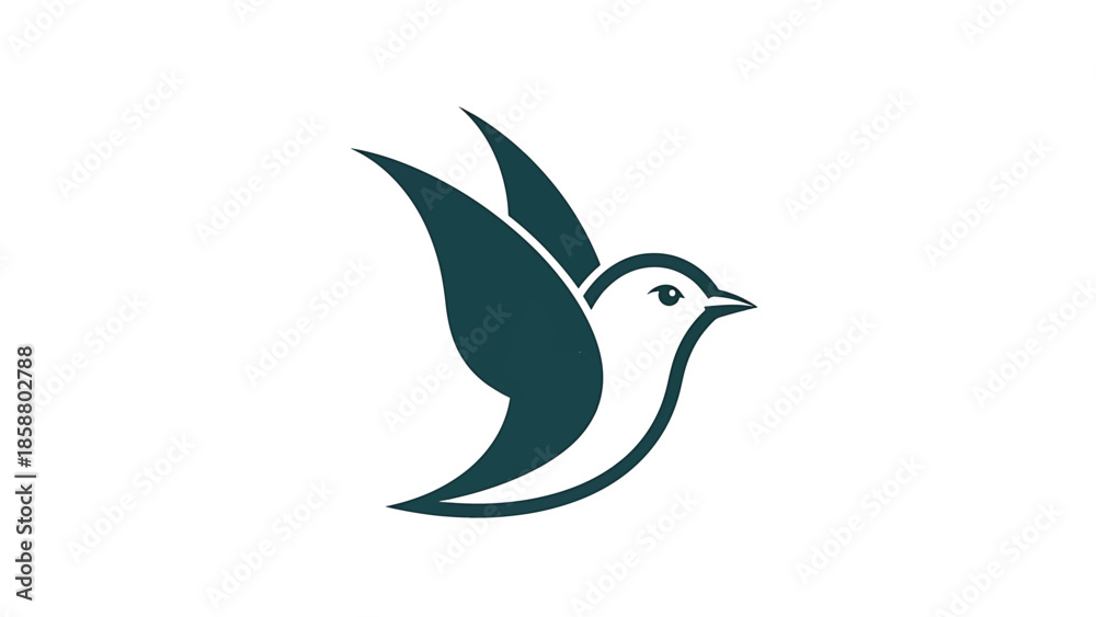 Fototapeta premium Abstract illustration of a stylized bird in flight, with flowing lines