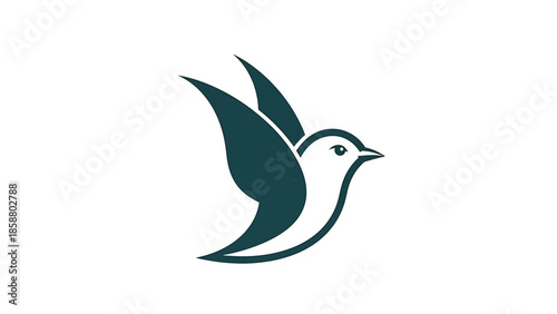 Abstract illustration of a stylized bird in flight, with flowing lines