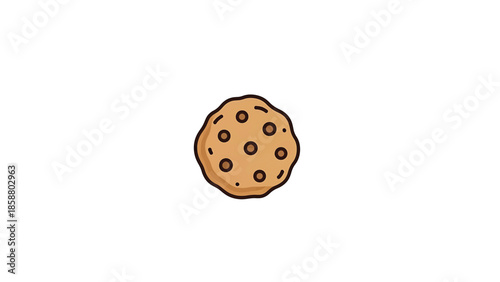A single, round, light brown cookie with dark brown spots, isolated on a white background