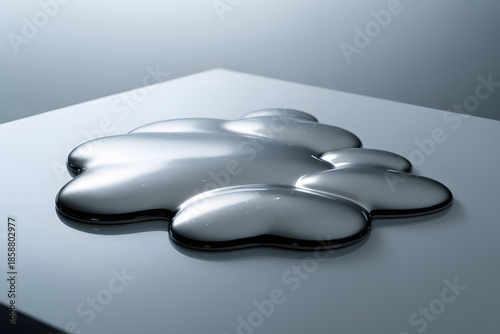 Gleaming Metallic Liquid Blob on a Smooth Surface