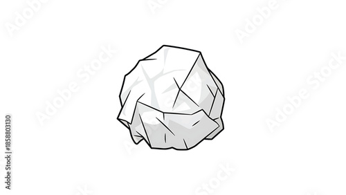 A simplified, graphic illustration of a crumpled white paper ball