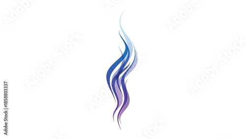 Abstract, flowing wisps of blue and purple grace a white background, forming an elegant, upward swirl