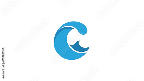 Abstract blue wave cresting with a secondary smaller wave