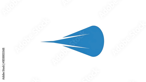 A blue abstract shape with pointed edges, suggesting motion or speed