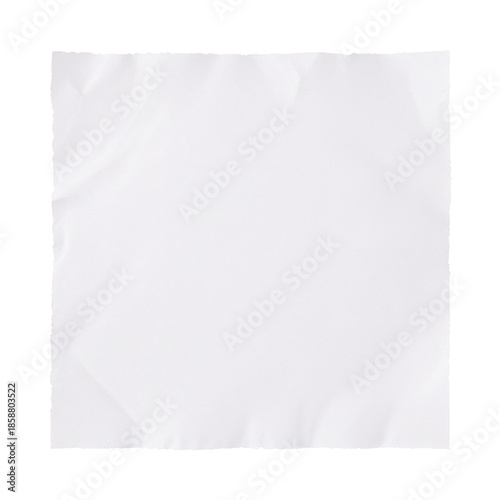 Crumpled White Paper Sheet on a Plain Background for Writing or Drawing Tasks