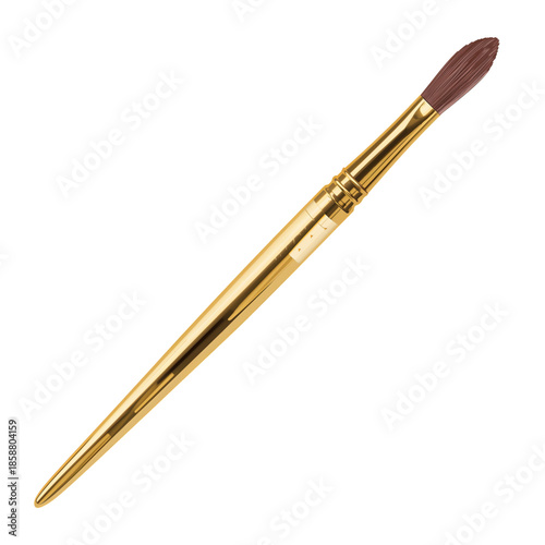 Golden Brush for Painting With Fine Bristles and Long Handle Used in Art Crea...