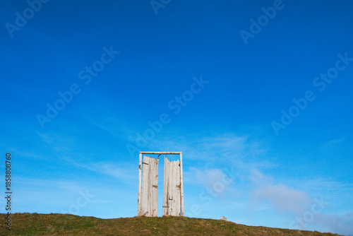 Bilde på lerret Door to Nowhere - Abstract concept: overcoming limits, going beyond, crossing a