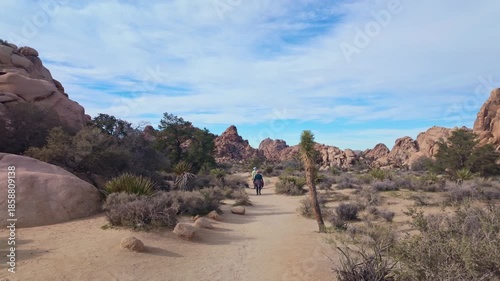One mile loop hike through Hidden Valley Trail featuring scenic desert valley surrounded by massive rock formations in Joshua Tree National Park California