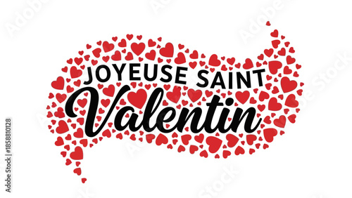 Happy Valentine's Day in French with Heart Pattern