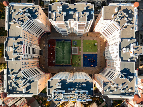 Quadro em tela Chisinau apartment complex building a vibrant community space