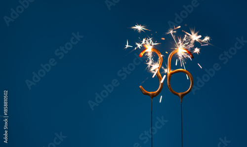 Fotografie 36 years celebration festive background made with Bengal fires in the form of number Thirty six
