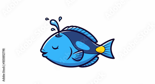 Cute Blue Fish Swimming Underwater with Water Splashes.
