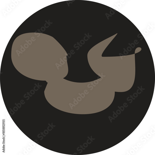 Abstract Fetus Silhouette in Black Circular Background