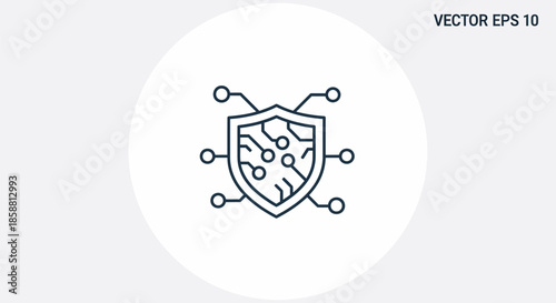 Digital Shield Icon Representing Cybersecurity and Data Protection.