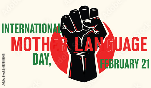 International Mother Language Day Fist Gesture Vector Illustration