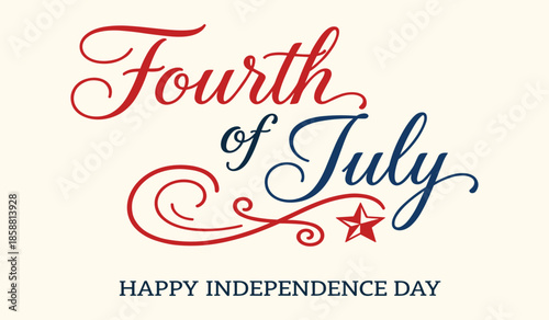 Patriotic Fourth of July Calligraphy Happy Independence Day Vector Illustration
