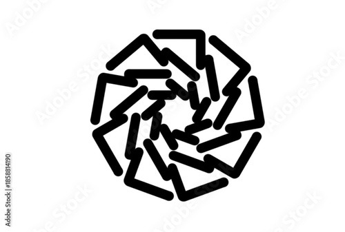 A black and white illustration of a tangled mess of lines